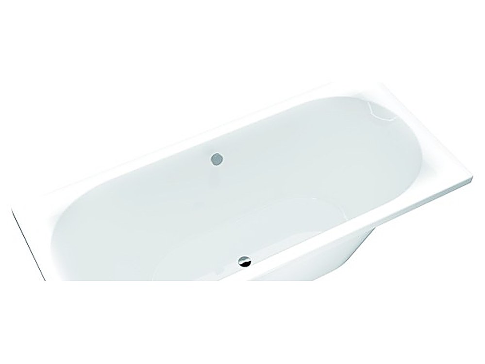 White acrylic inset bathtub, rectangular model with overflow