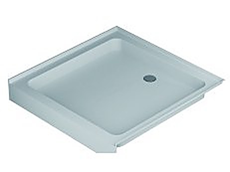 White ABS shower tray with anti-slip surface, rectangular and square models — studio view on white background